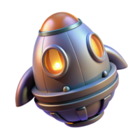 extraordinary rustic 3D Render Egg Shaped Rocket Illustration high resolution png
