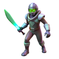 serene modern 3D Render Futuristic Knight high resolution png