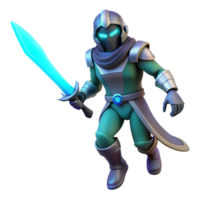 magnificent rustic 3D Render Fantasy Knight with Glowing Sword detailed png