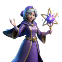 extraordinary abstract 3D Render of a Purple Robed Sorceress exclusive png