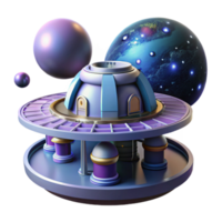 serene rustic Futuristic Space Station 3D Render 4K png
