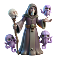 extraordinary traditional Wizard and Creatures 3D Render genuine png