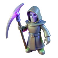 elegant contemporary Grim Reaper 3D Render authentic png