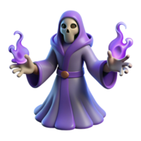 elegant artistic 3D Render Purple Robed Skeleton Mage high resolution png