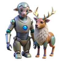 wonderful creative 3D Render Robot Sheep and Reindeer Friends high resolution png