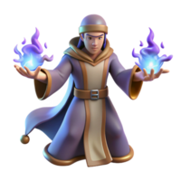 magnificent rustic Young Wizard 3D Render, Fantasy Mage authentic png