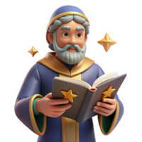 wonderful vintage Wise Wizard 3D Render Illustration authentic png