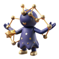extraordinary rustic 3D Render Starry Night Character high resolution png