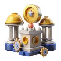 extraordinary vintage 3D Render Abstract Background Gold Columns high resolution png