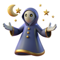 elegant abstract 3D Render of a Magical Robe Figure detailed png