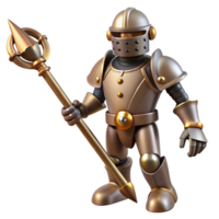 impressive abstract Bronze Robot Knight 3D Render high resolution png