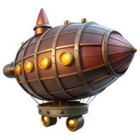 impressive rustic Steampunk Airship 3D Render exclusive png
