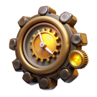 beautiful abstract Steampunk Gear Clock 3D Render exclusive png