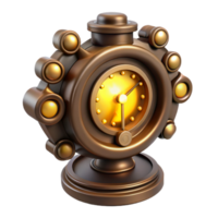 beautiful abstract Steampunk Clock 3D Render high quality png