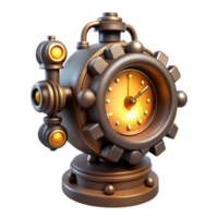 dramatic abstract Steampunk Clock 3D Render high resolution png
