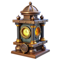 dramatic contemporary Steampunk Clock Tower 3D Render professional png