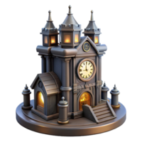 beautiful minimalist 3D Model Medieval Clock Tower authentic png