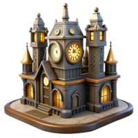 beautiful abstract 3D Model of a Clock Tower Castle high quality png