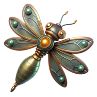 wonderful abstract Steampunk Dragonfly 3D Render high resolution png