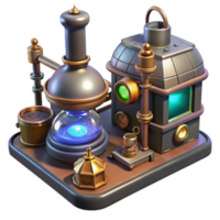 serene modern Steampunk Alchemy 3D Render professional png