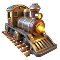 vibrant contemporary Steampunk Train 3D Render high resolution png