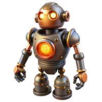 vibrant rustic 3D Render of a Retro Robot detailed png