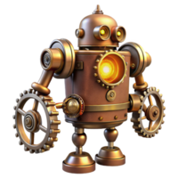 extraordinary abstract Steampunk Robot 3D Render authentic png