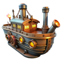 dramatic modern Steampunk Boat 3D Render original png