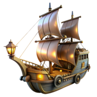 magnificent rustic Enchanted Galleon 3D Render high quality png