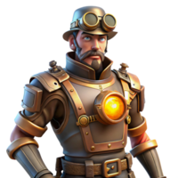 elegant rustic Steampunk Inventor 3D Render genuine png
