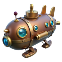 extraordinary creative Steampunk Submarine 3D Render exclusive png
