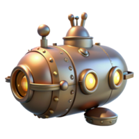 magnificent artistic Steampunk Submarine 3D Render authentic png