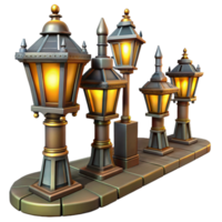 impressive modern 3D Render Illuminated Streetlamps original png