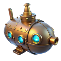 extraordinary modern Golden Submarine 3D Render high resolution png