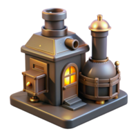 wonderful abstract 3D Render of a Steampunk Factory detailed png