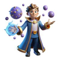 elegant minimalist Young Wizard 3D Render professional png