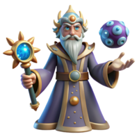 extraordinary traditional Wise Wizard 3D Render high quality png