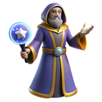 vibrant rustic 3D Render Wizard with Staff authentic png