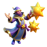 serene classic Wizard with Stars 3D Render 4K png