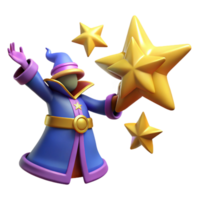 dramatic abstract Wizard with Star Wand 3D Render authentic png