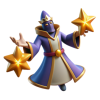 wonderful creative 3D Render Wizard with Stars high resolution png