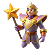 vibrant vintage 3D Cartoon King with Star Wand authentic png