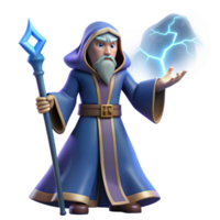 elegant creative 3D Render Wizard with Staff and Magic authentic png