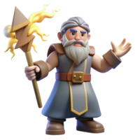 vibrant traditional 3D Render of a Wise Wizard exclusive png