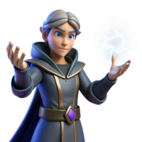 wonderful abstract 3D Render Young Mage with Magic high quality png