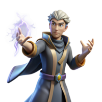 stunning rustic 3D Render Young Wizard Casting Spell authentic png