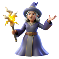 beautiful contemporary 3D Render of a Surprised Witch detailed png