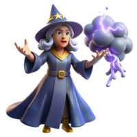 stunning creative 3D Render of a Female Wizard Casting a Spell detailed png