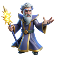 elegant minimalist 3D Render Wizard with Staff high resolution png