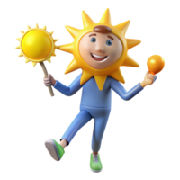 serene artistic Joyful Sun Character 3D Render exclusive png